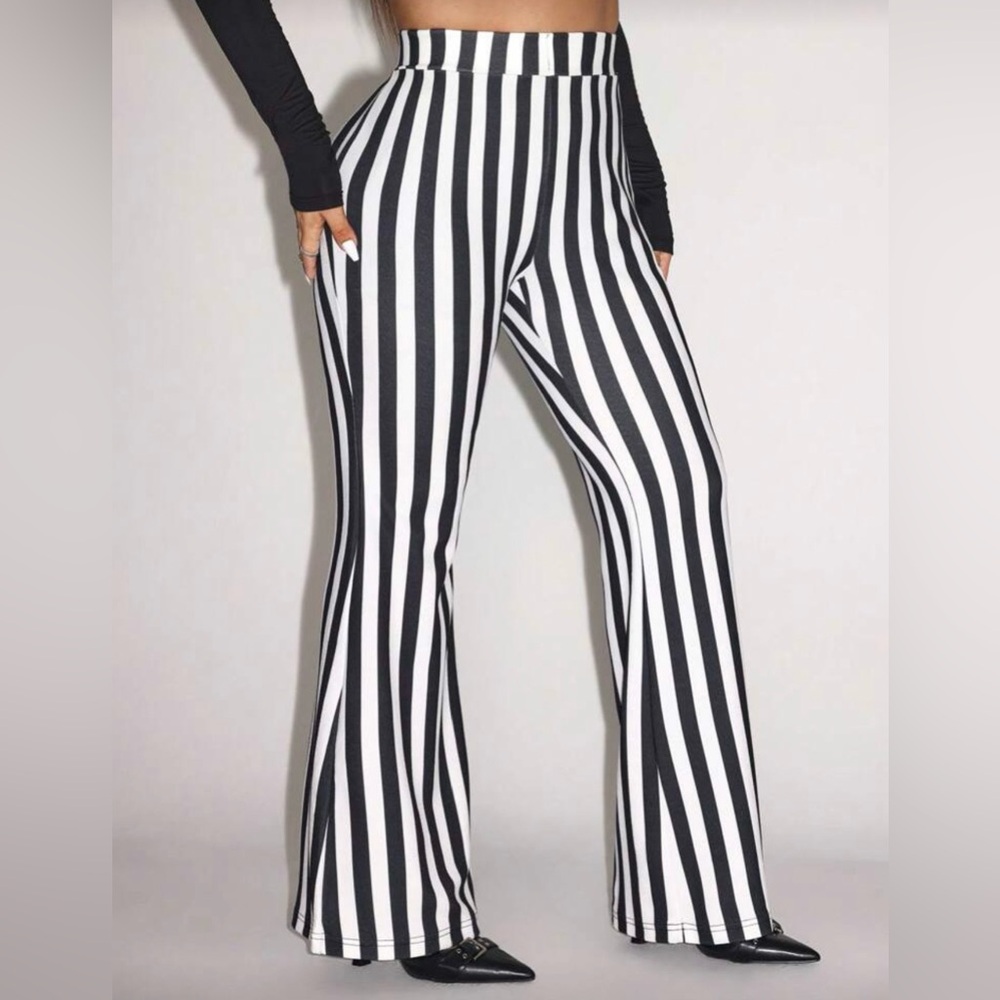 SHEIN Monochrome Striped High Rise Jeans